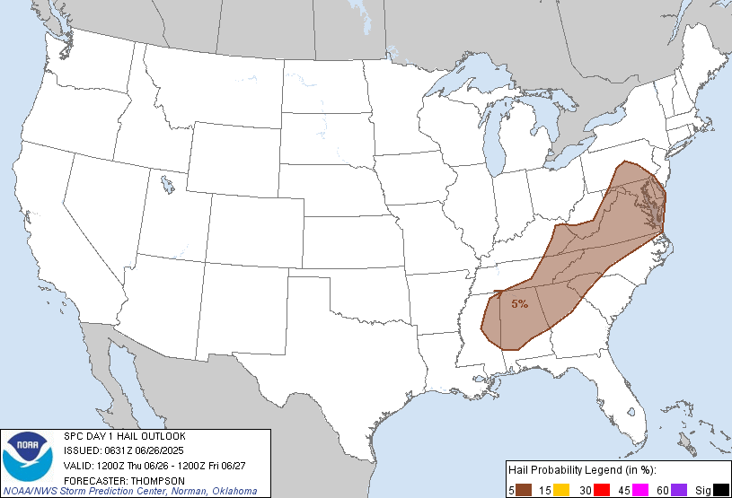 20250626 1200 UTC Day 1 Large Hail Probabilities Graphic